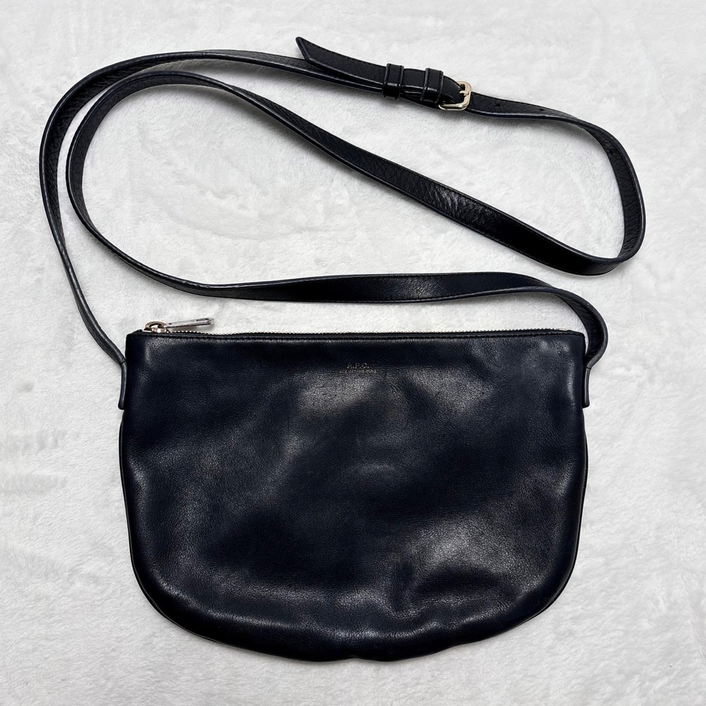 APC Black Leather Maelys Crossbody Pouch Bag French Minimalist Quiet Luxury